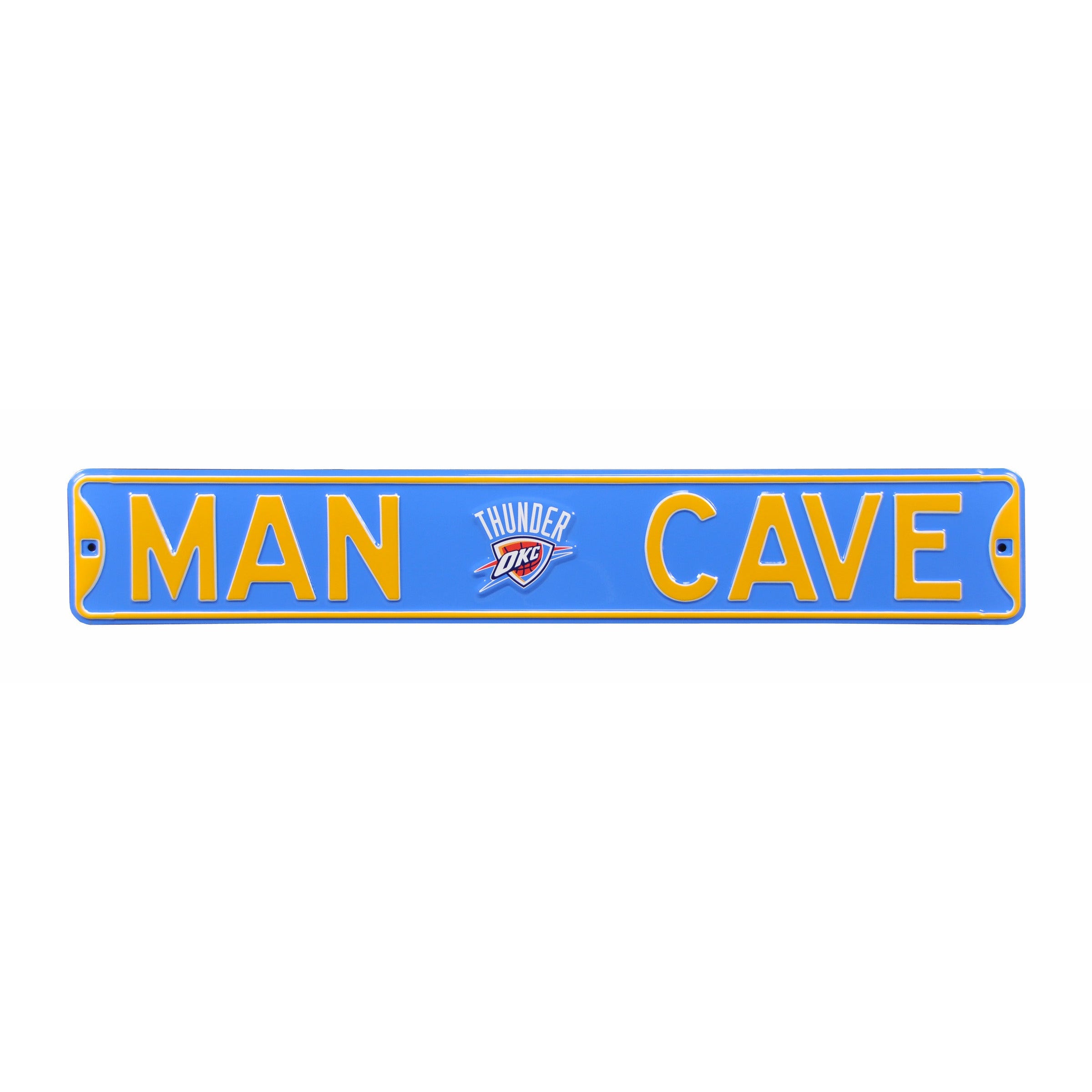 Oklahoma City Thunder - MAN CAVE - Embossed Steel Street Sign