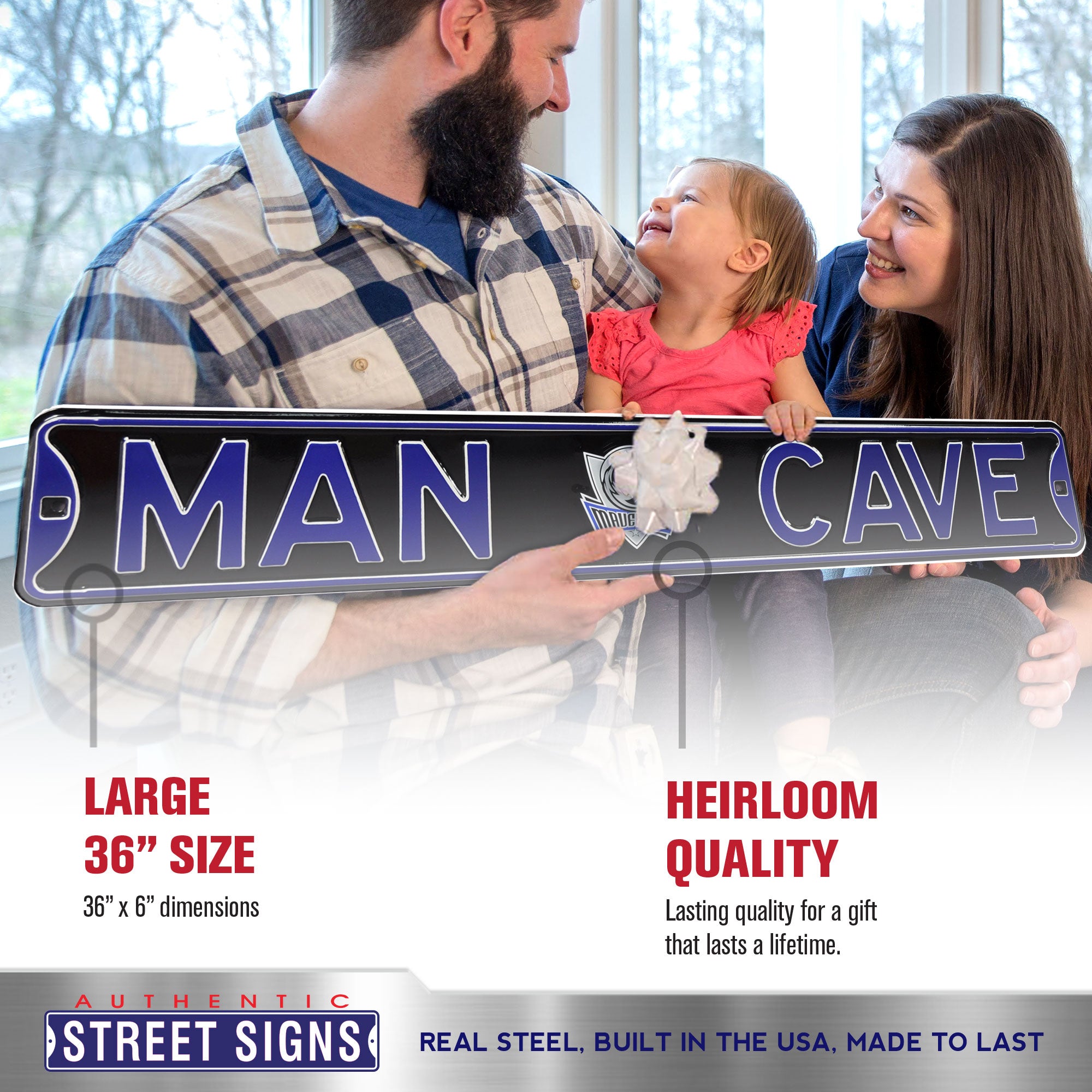 Dallas Mavericks - MAN CAVE - Embossed Steel Street Sign