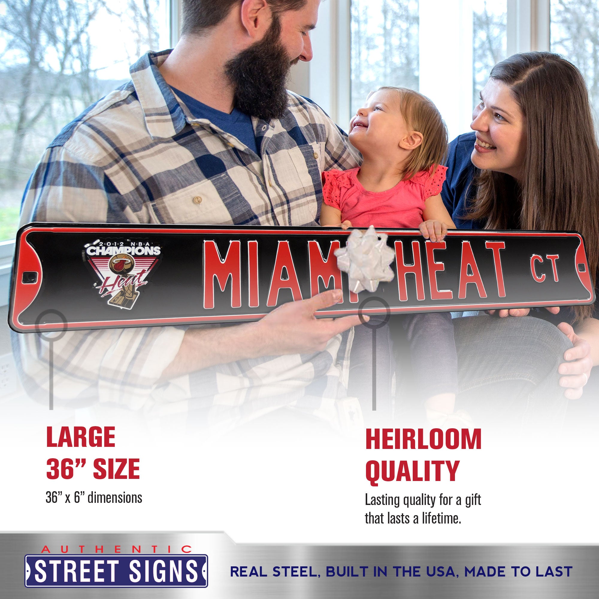Miami Heat - WORLD CHAMPIONS - Embossed Steel Street Sign