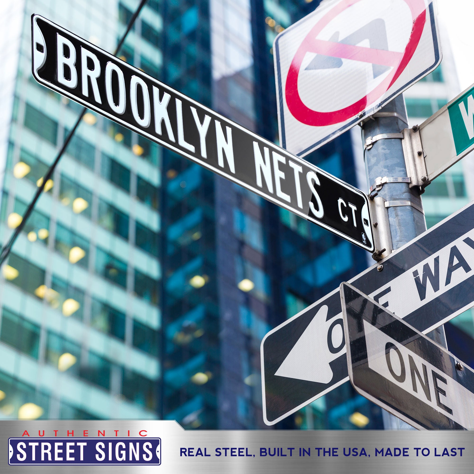 Brooklyn Nets - BROOKLYN NETS CT - Embossed Steel Street Sign
