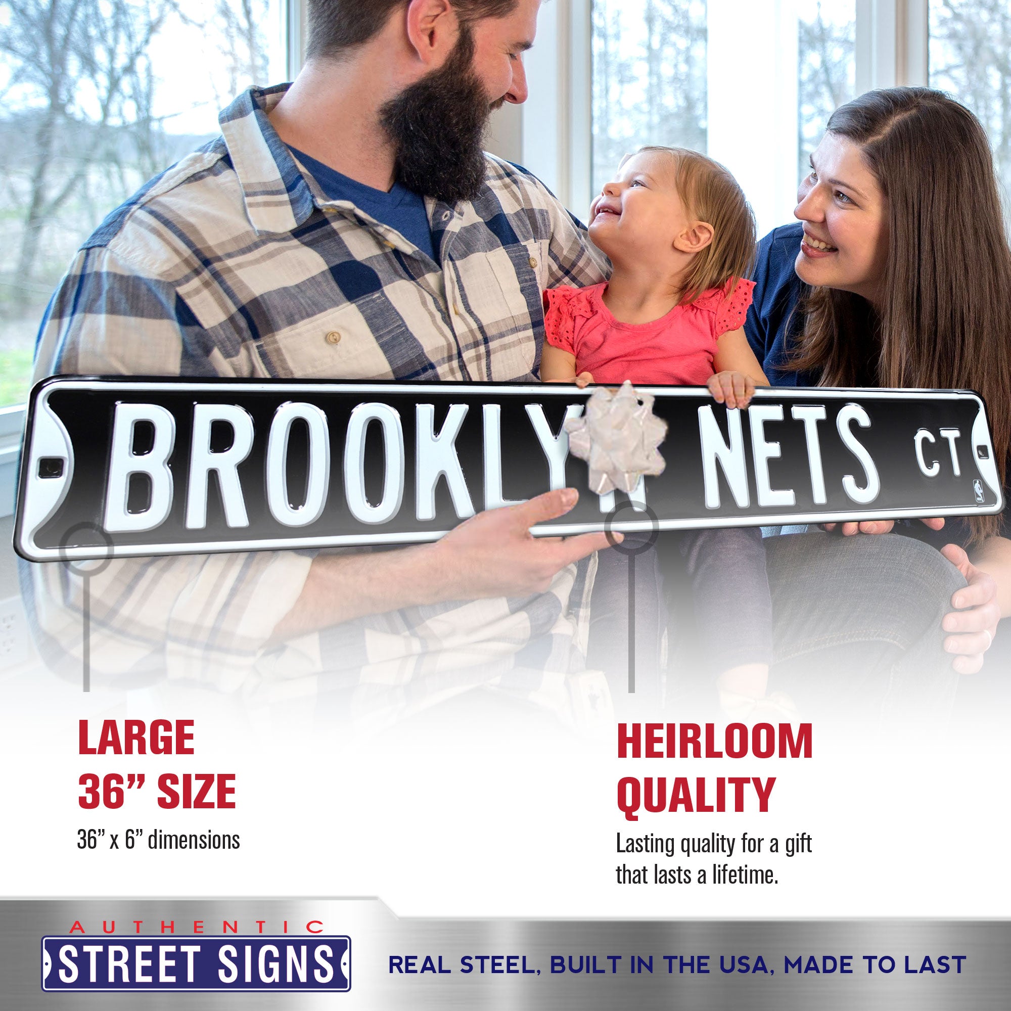 Brooklyn Nets - BROOKLYN NETS CT - Embossed Steel Street Sign