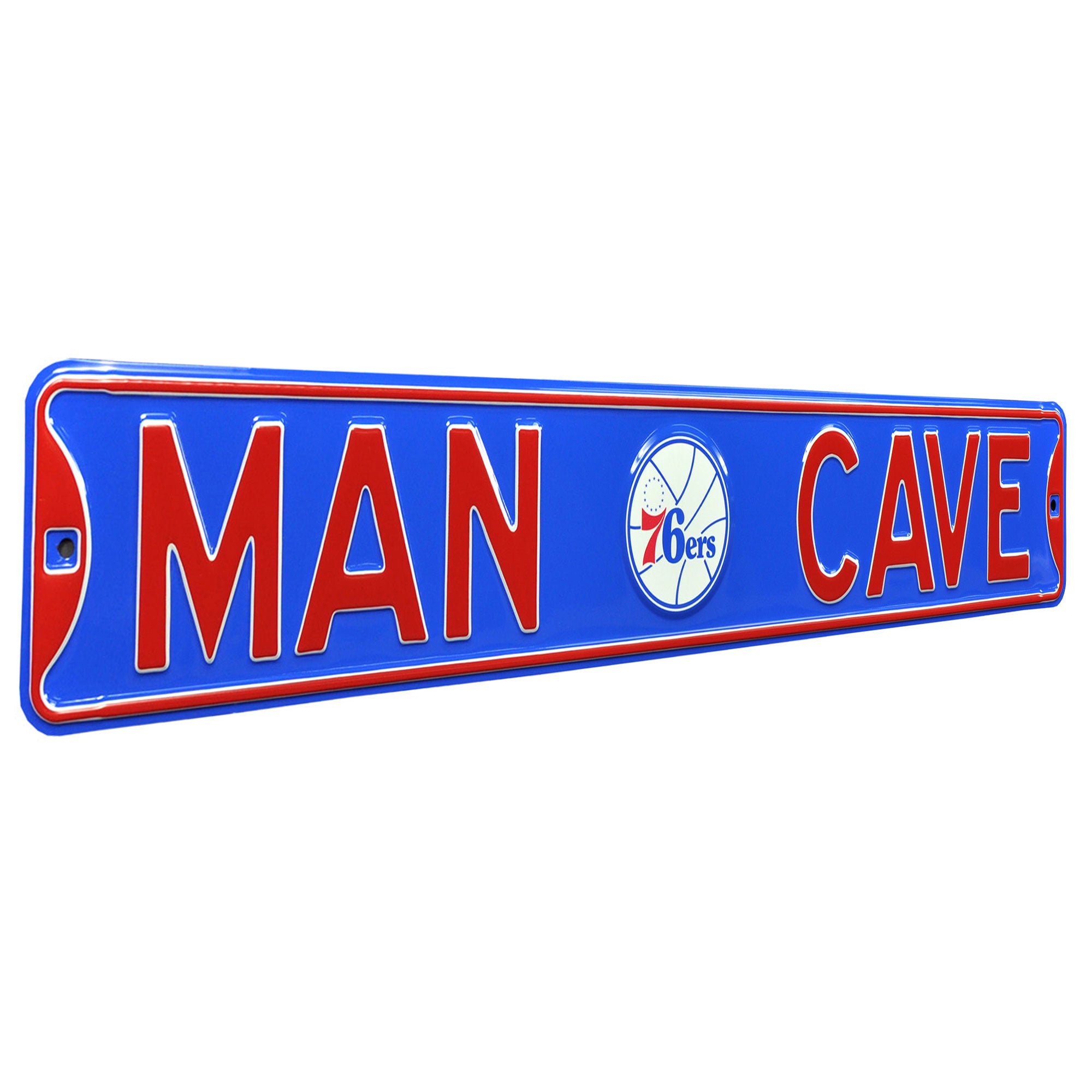 Philadelphia 76ers - MAN CAVE - Throwback Embossed Steel Street Sign