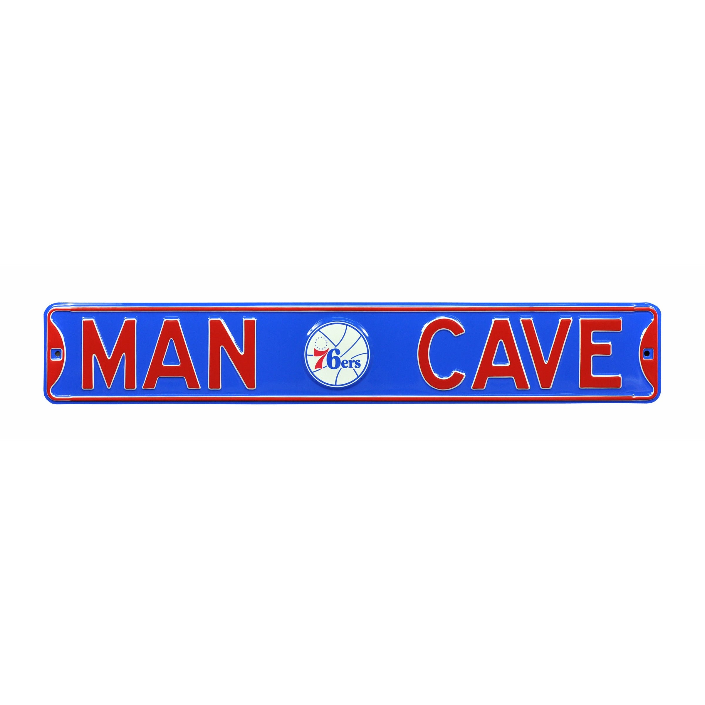 Philadelphia 76ers - MAN CAVE - Throwback Embossed Steel Street Sign