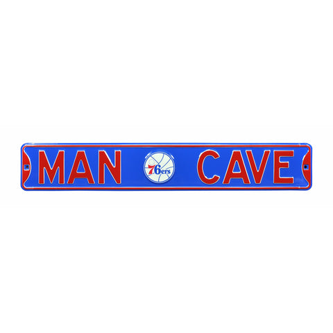 Philadelphia 76ers - MAN CAVE - Throwback Embossed Steel Street Sign