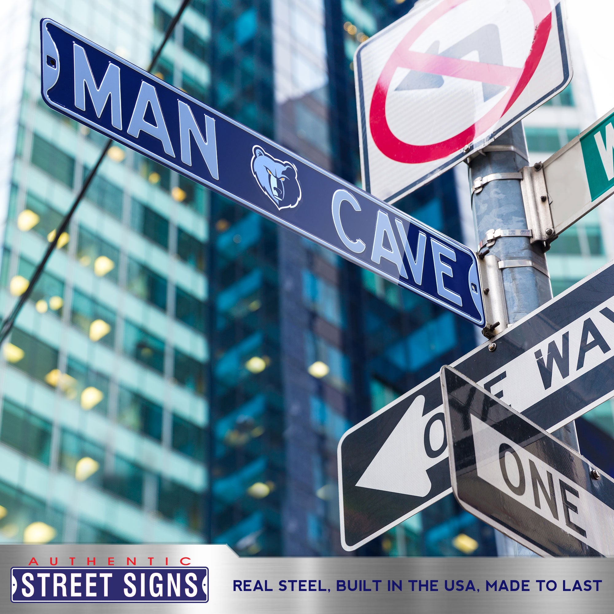 Memphis Grizzlies - MAN CAVE - Embossed Steel Street Sign