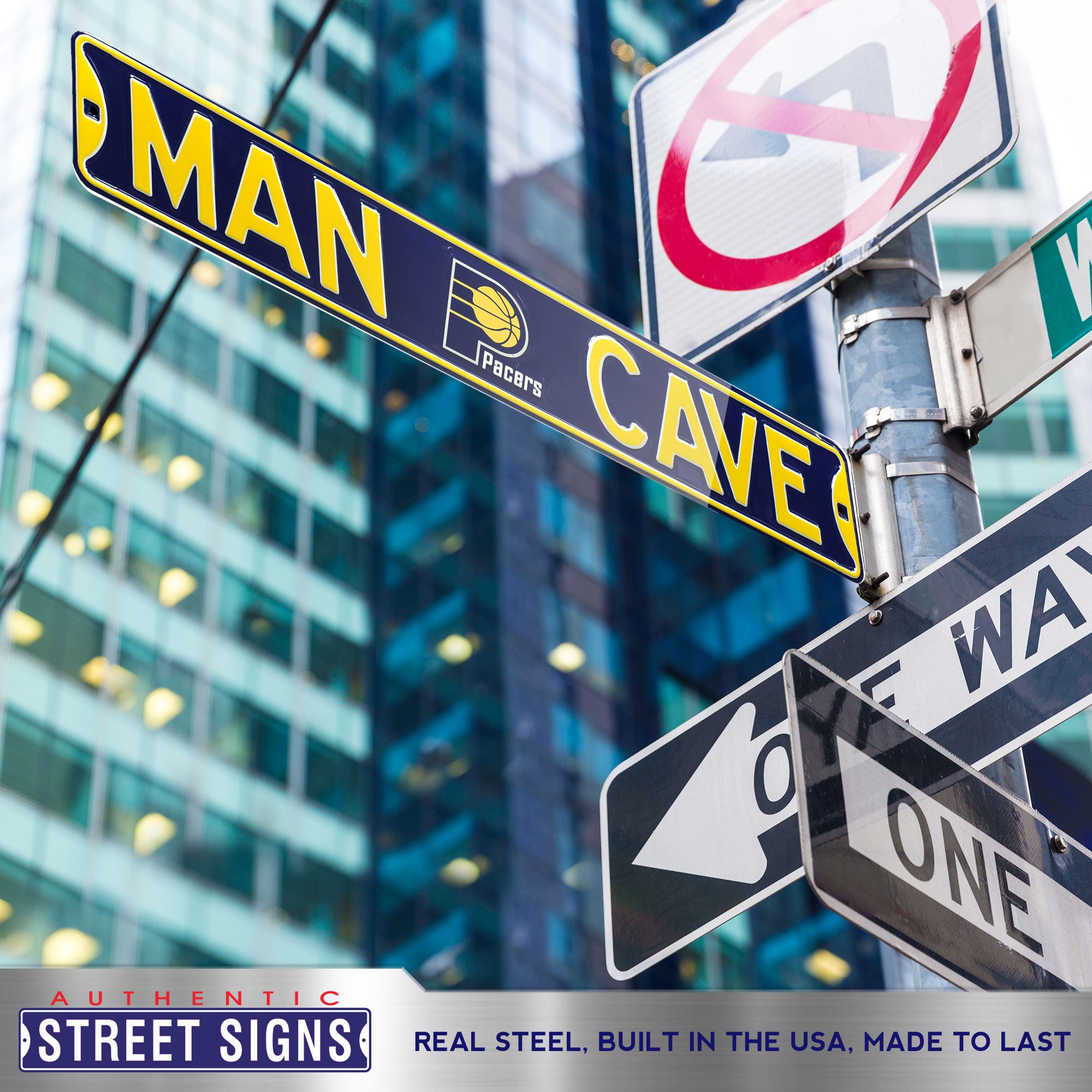 Indiana Pacers - MAN CAVE - Embossed Steel Street Sign