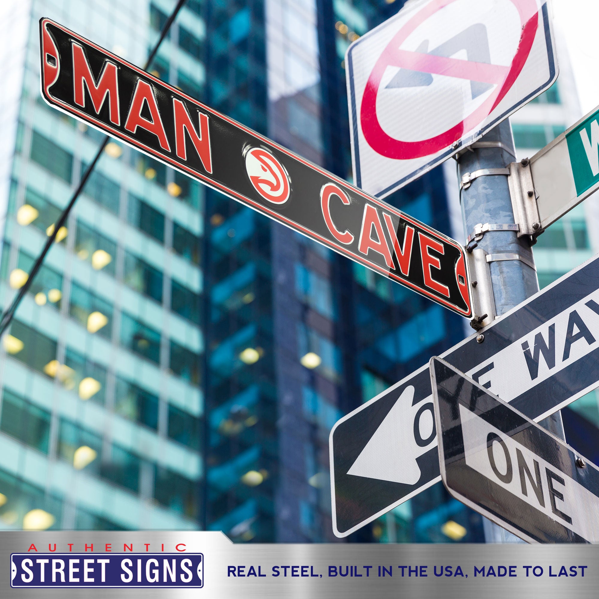 Atlanta Hawks - MAN CAVE - Embossed Steel Street Sign