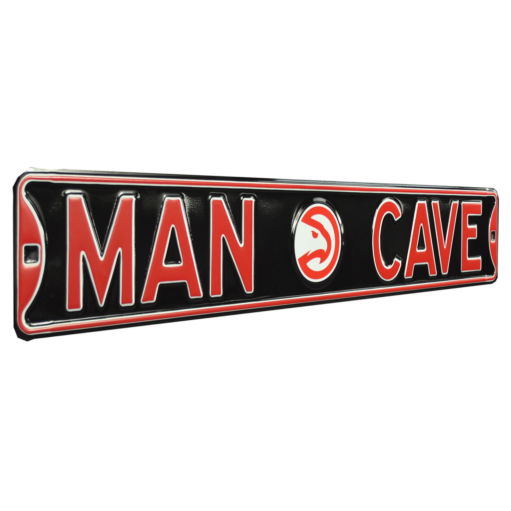 Atlanta Hawks - MAN CAVE - Embossed Steel Street Sign
