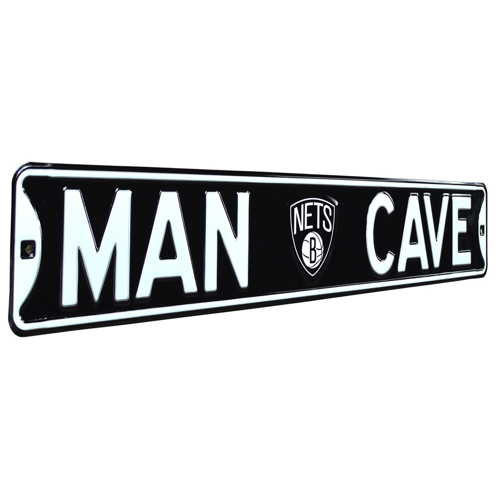 Brooklyn Nets - MAN CAVE - Embossed Steel Street Sign