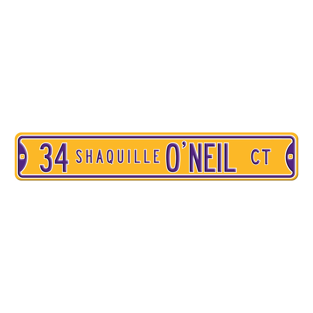 Los Angeles Lakers - 34 SHAQUILLE O'NEAL CT - Embossed Steel Street Sign