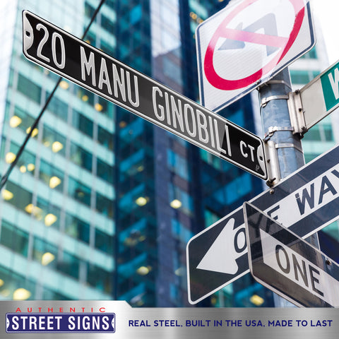 San Antonio Spurs - 20 MANU GINOBILI CT - Embossed Steel Street Sign
