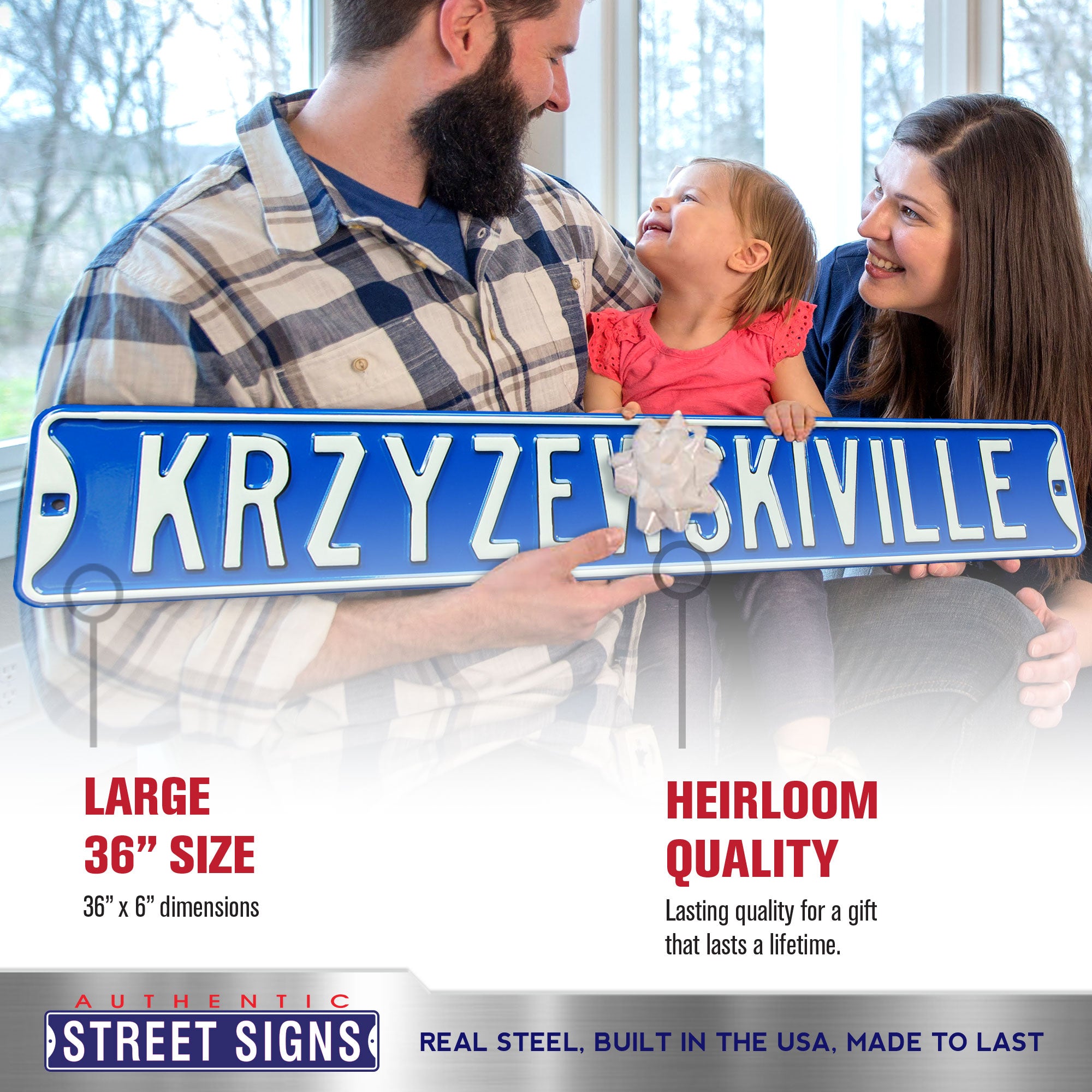 Duke Blue Devils - KRZYZEWSKIVILLE - Embossed Steel Street Sign