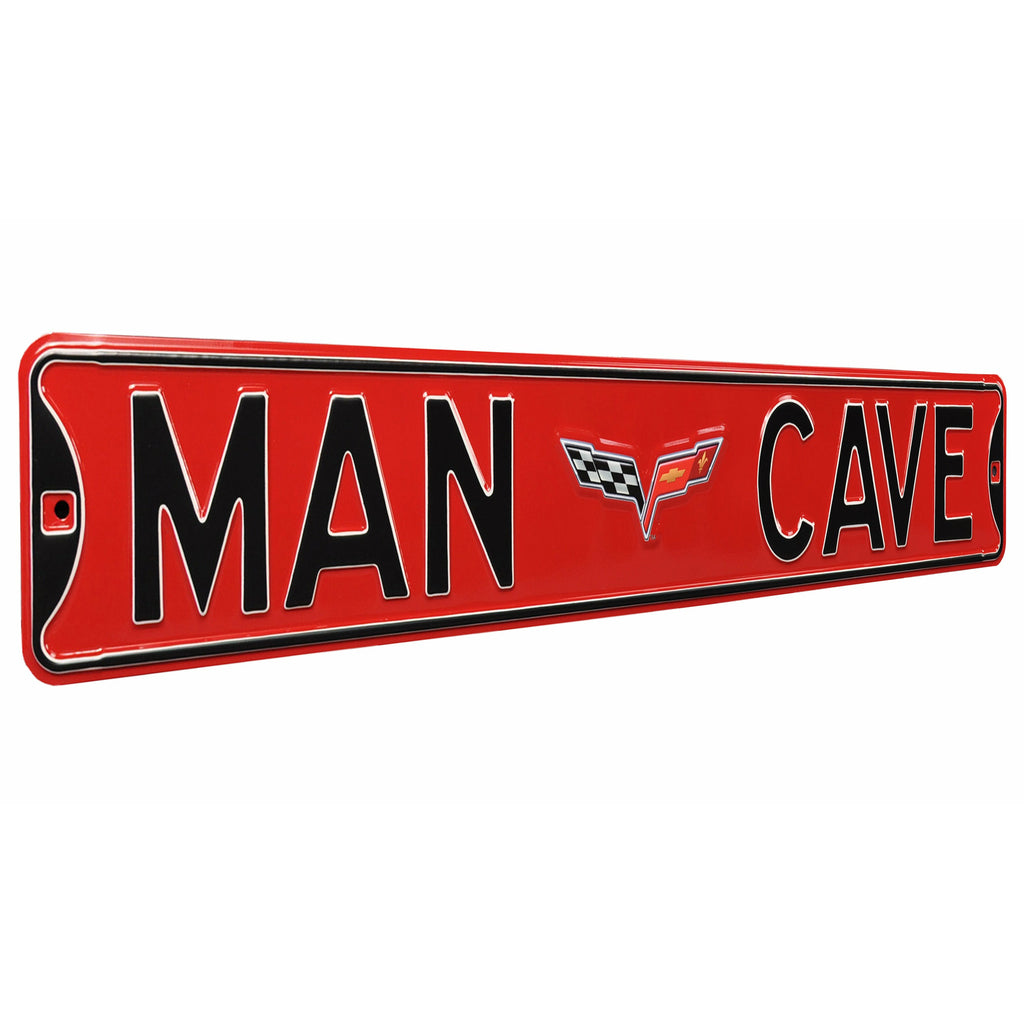 Corvette - MAN CAVE - Embossed Steel Street Sign