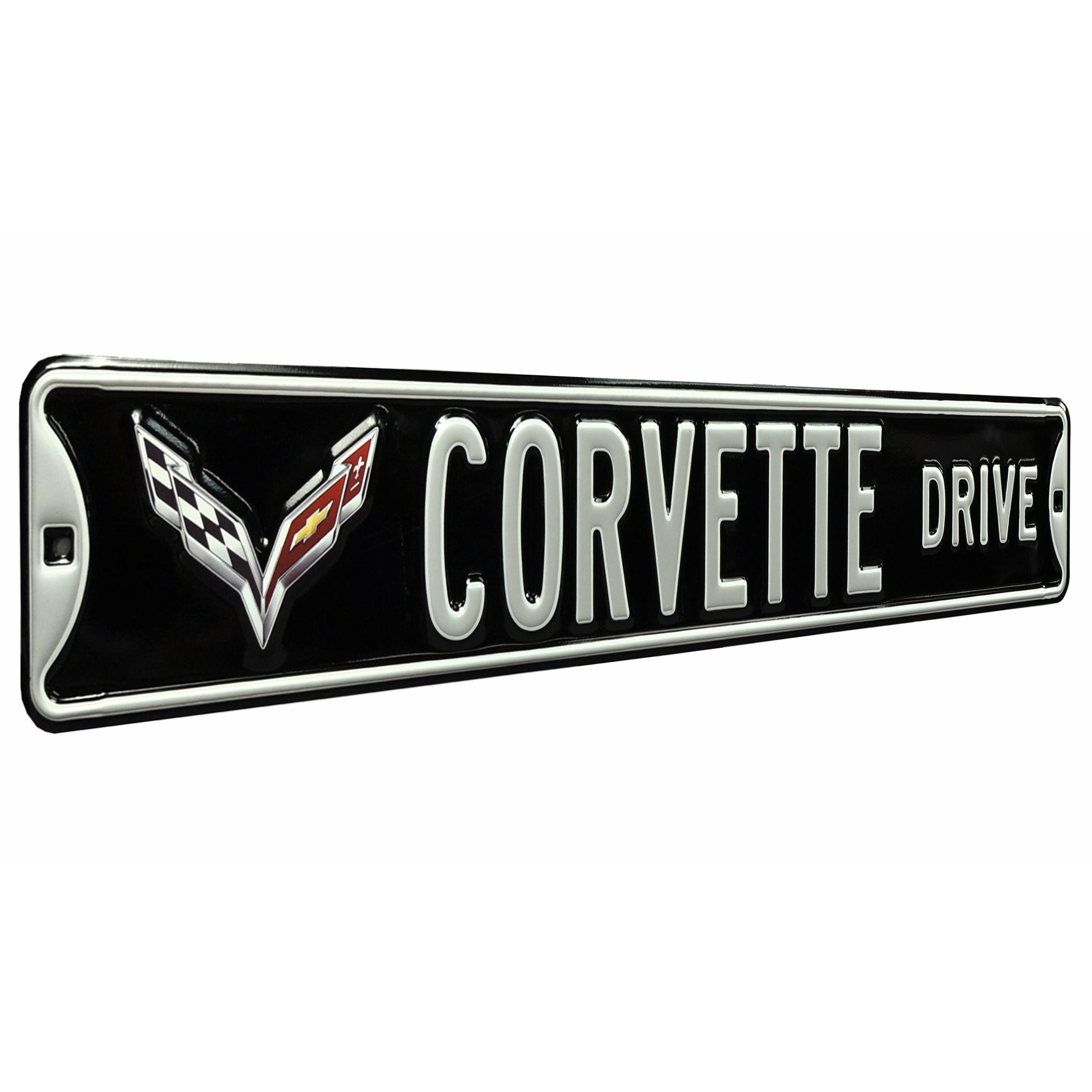 Corvette Sign Without Label Corvette Embossed Steel Street Sign – authenticstreetsigns