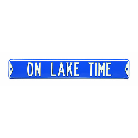 On Lake Time Embossed Steel Street Sign