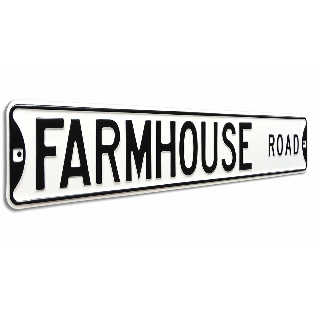 Farmhouse Road Embossed Steel Street Sign