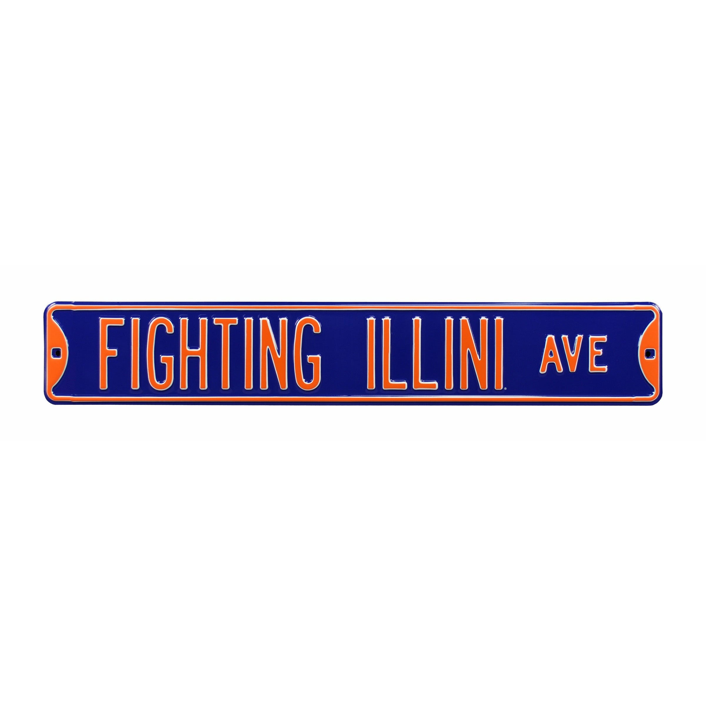 Illinois Fighting Illini - FIGHTING ILLINI AVE - Navy Embossed Steel Street Sign