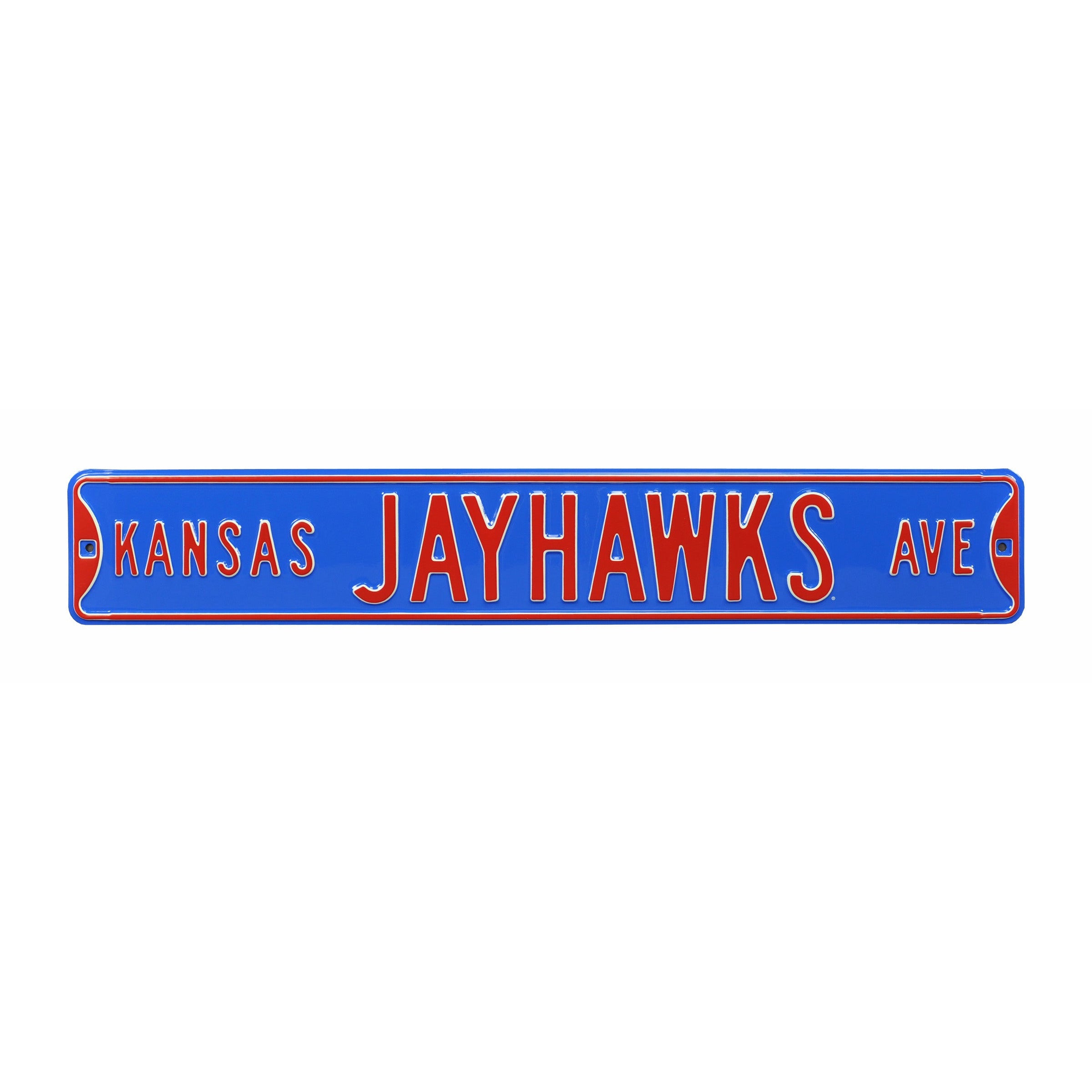 Kansas Jayhawks - KANSAS JAYHAWKS AVE - Embossed Steel Street Sign