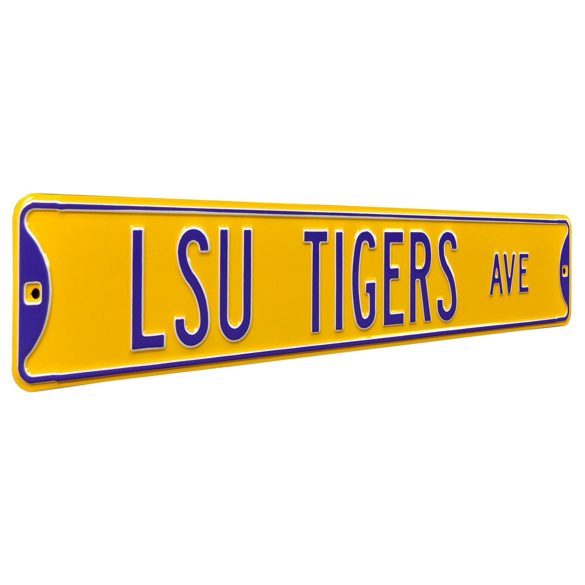 LSU Tigers - LSU TIGERS AVENUE - Yellow Embossed Steel Street Sign