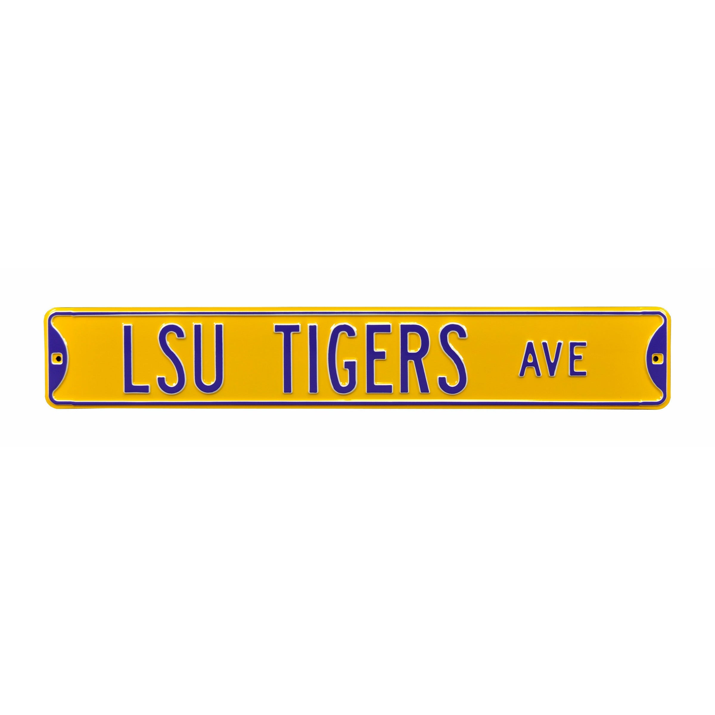 LSU Tigers - LSU TIGERS AVENUE - Yellow Embossed Steel Street Sign