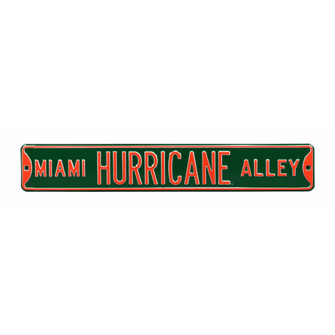 Miami Hurricanes - MIAMI HURRICANE ALLEY - Embossed Steel Street Sign