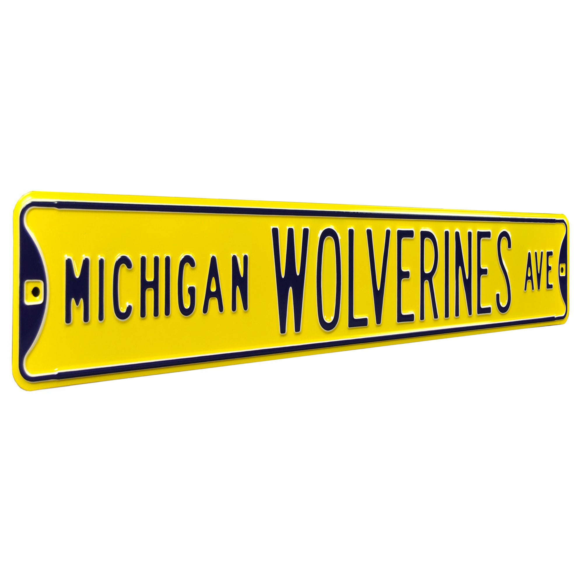 Michigan Wolverines - WOLVERINES AVE - Maize Embossed Steel Street Sign
