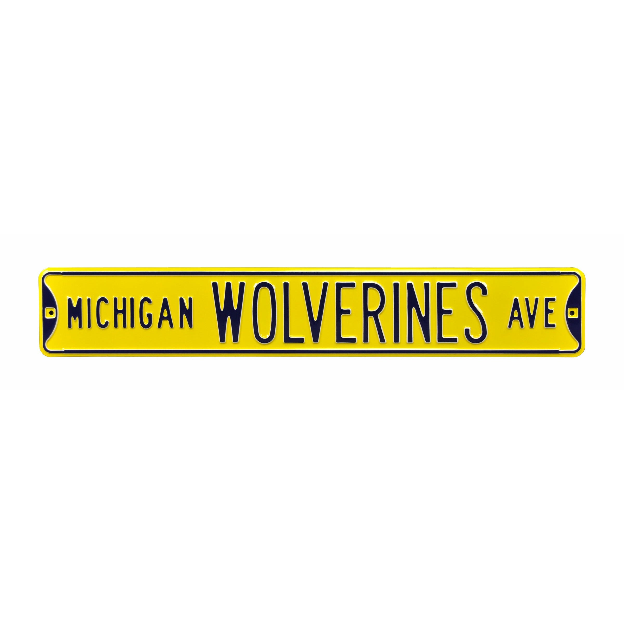 Michigan Wolverines - WOLVERINES AVE - Maize Embossed Steel Street Sign
