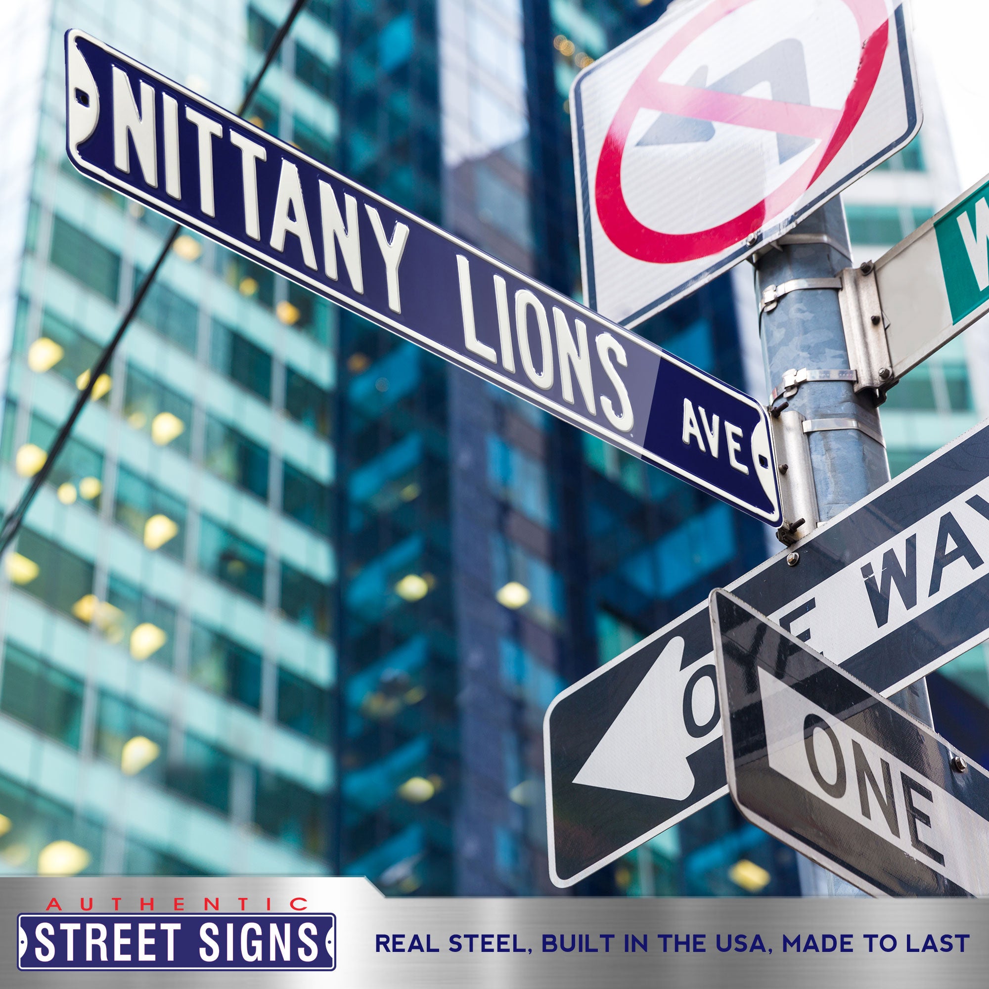 Penn State Nittany Lions - NITTANY LIONS AVE - Embossed Steel Street Sign