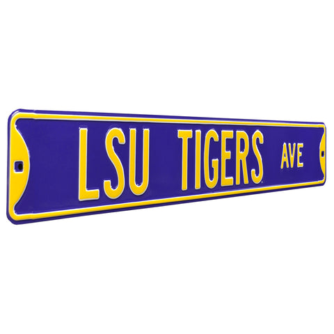 LSU Tigers - LSU TIGERS AVENUE - Purple Embossed Steel Street Sign