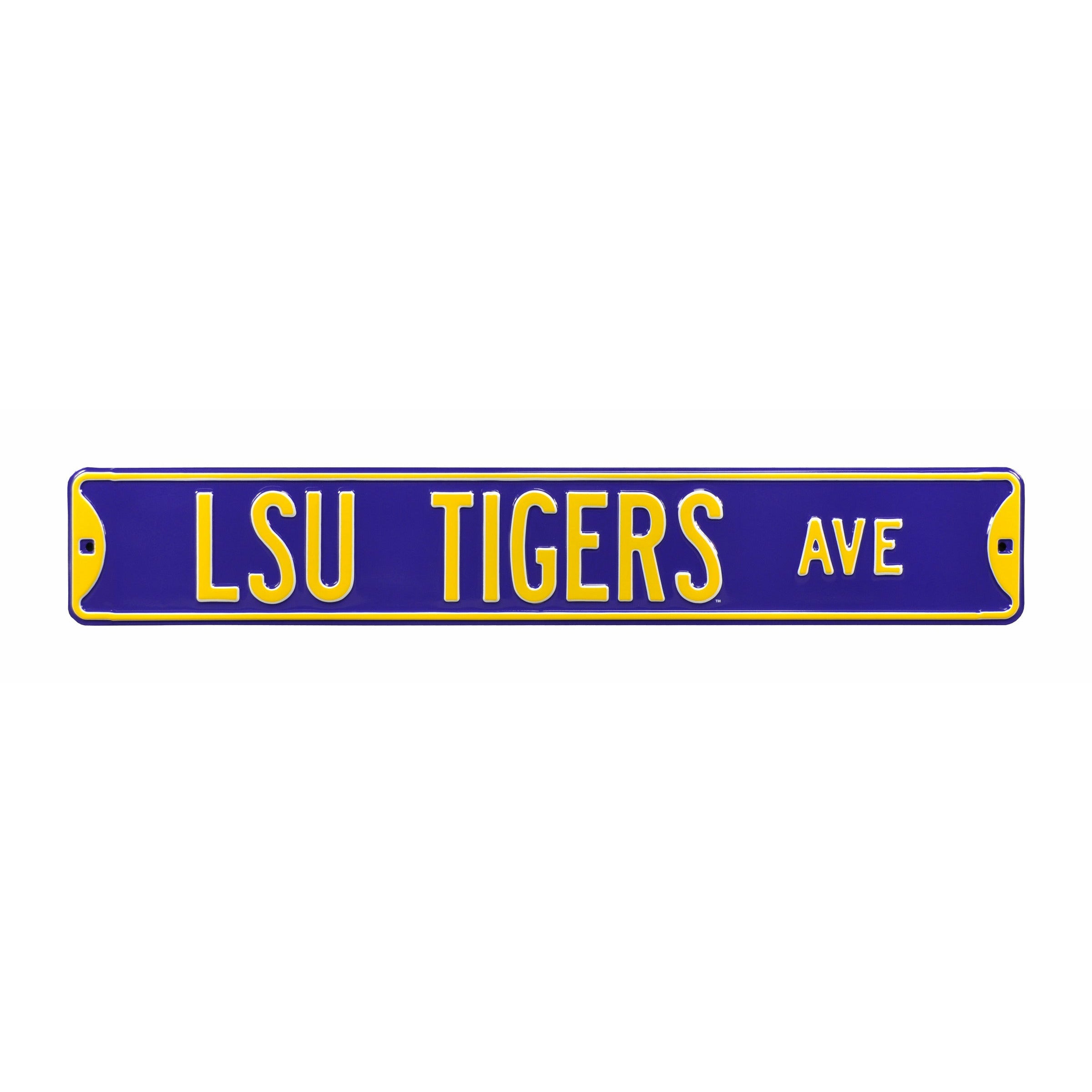 LSU Tigers - LSU TIGERS AVENUE - Purple Embossed Steel Street Sign