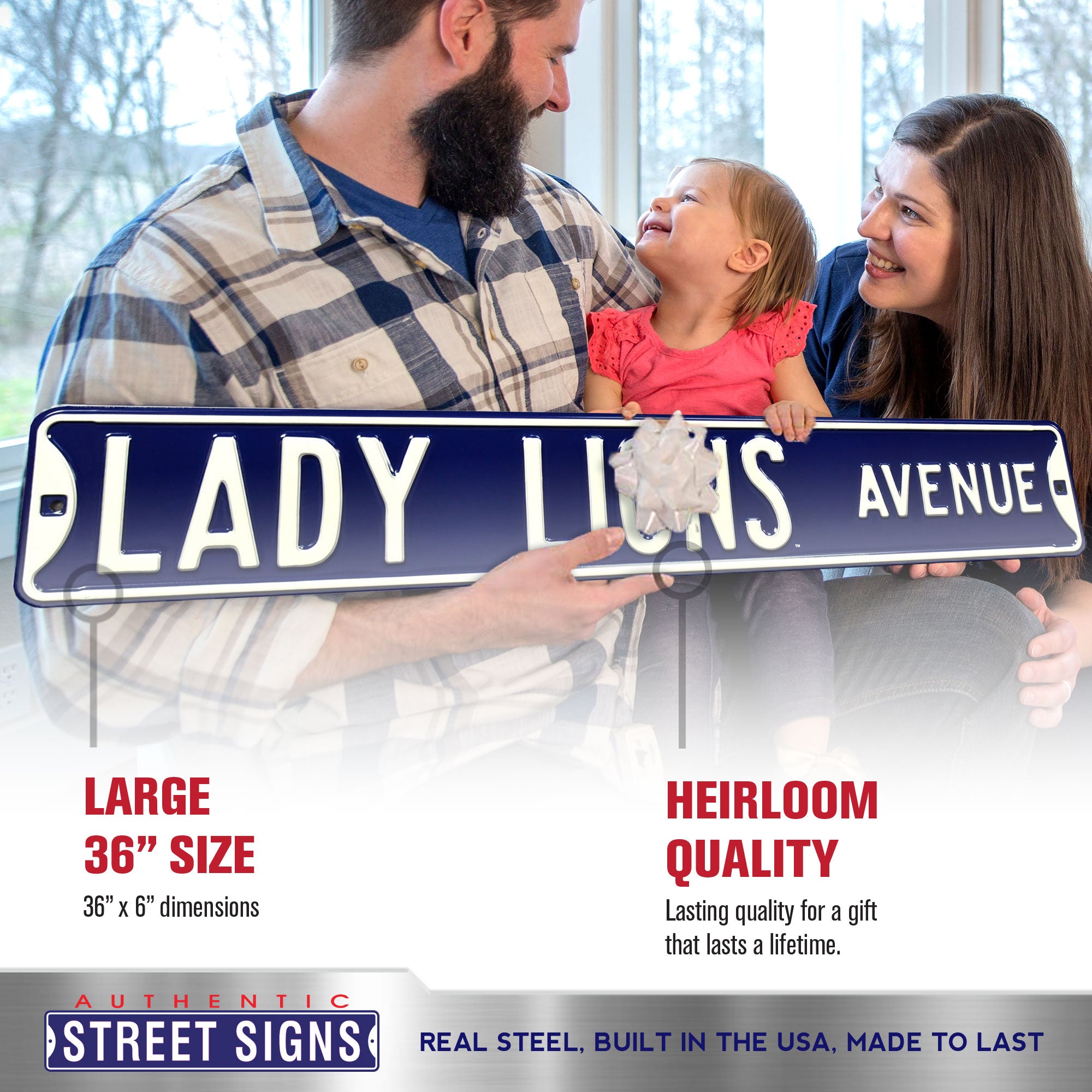 Penn State Nittany Lions - LADY LIONS AVENUE - Embossed Steel Street Sign