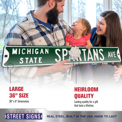 Michigan State Spartans - SPARTANS AVE - Embossed Steel Street Sign