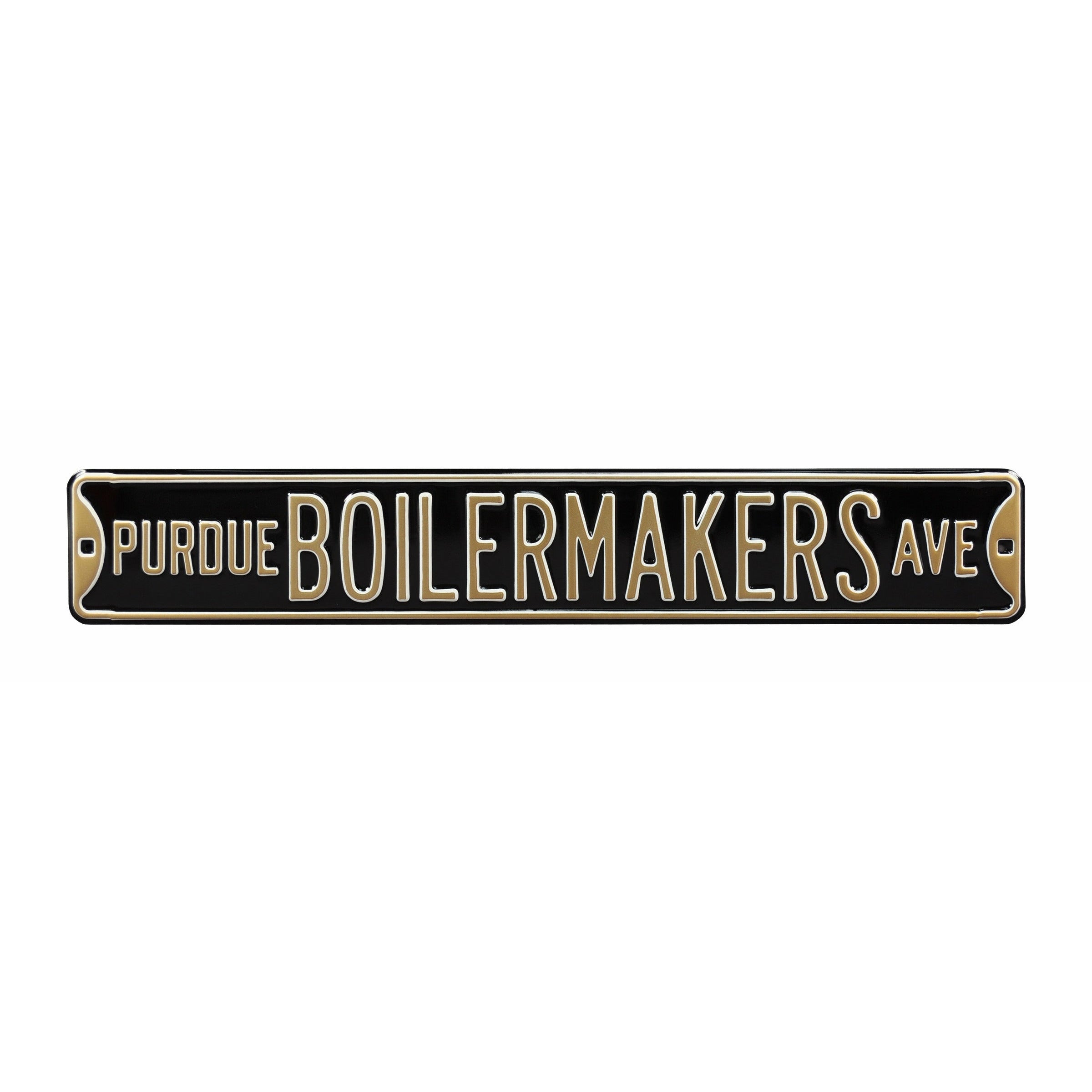 Purdue Boilermakers - BOILERMAKERS AVE - Blcak Embossed Steel Street Sign