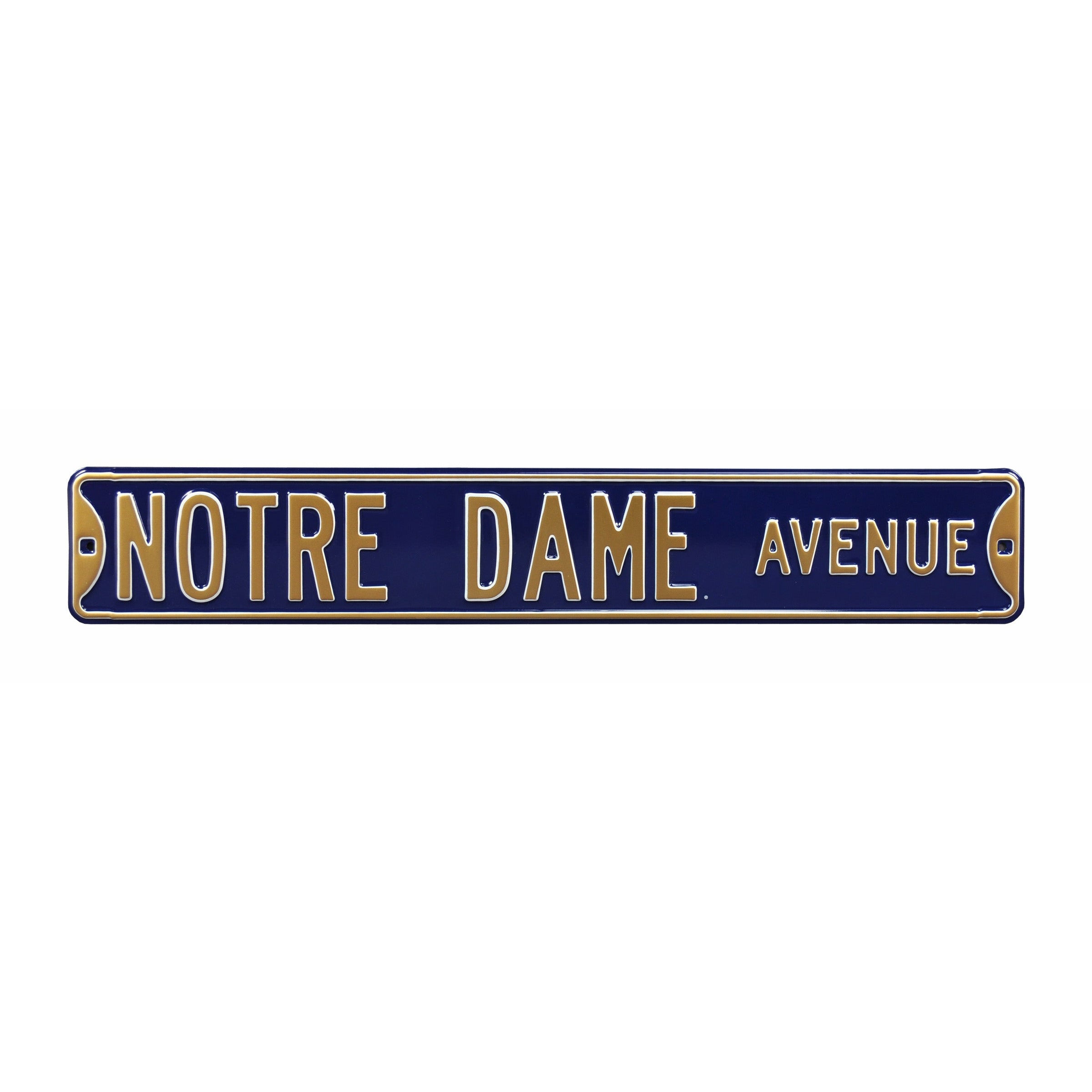 Notre Dame Fighting Irish - NOTRE DAME AVENUE - Navy Embossed Steel Street Sign