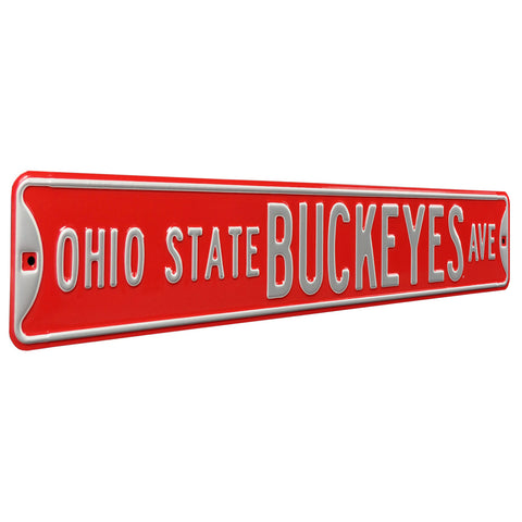 Ohio State Buckeyes - BUCKEYES AVE - Embossed Steel Street Sign