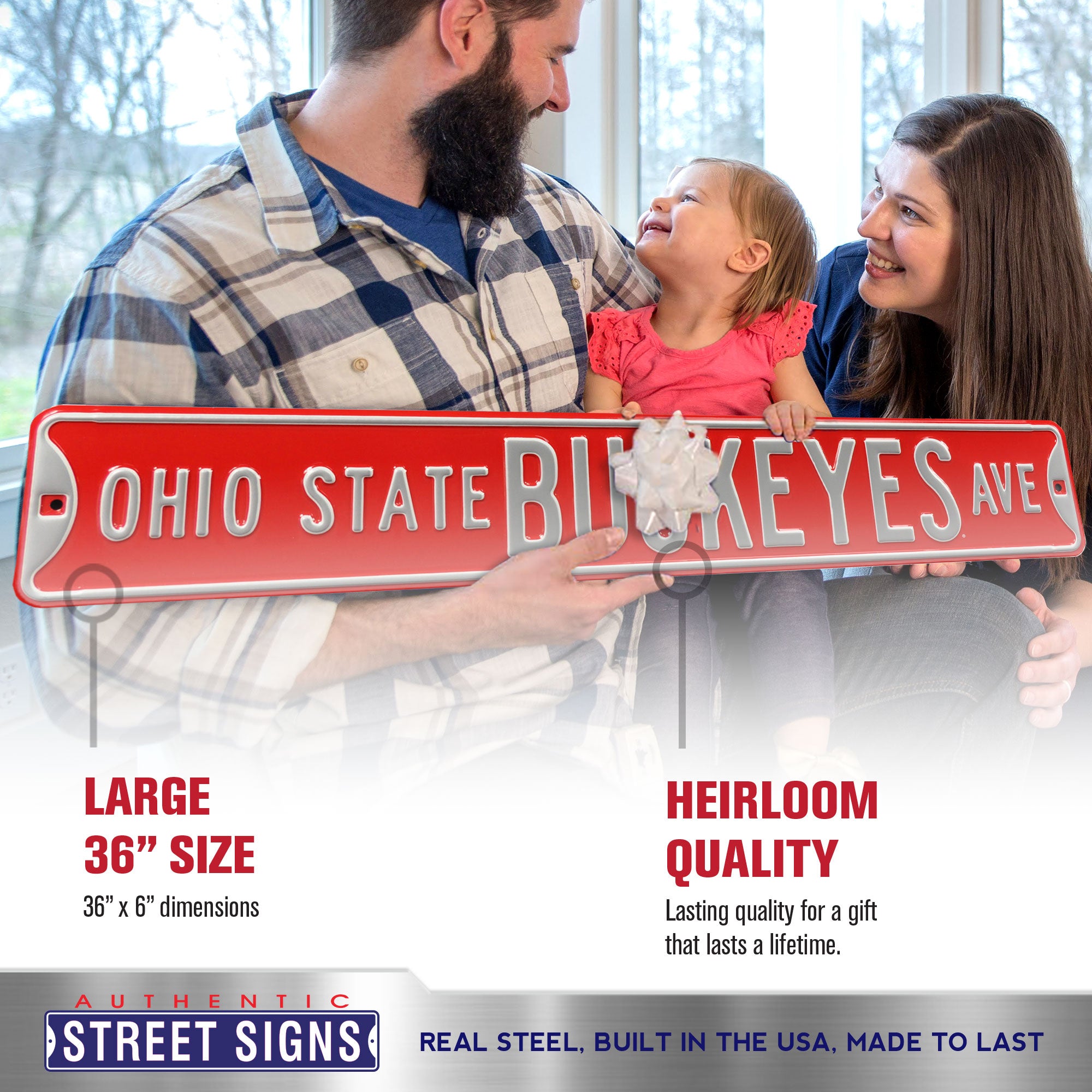 Ohio State Buckeyes - BUCKEYES AVE - Embossed Steel Street Sign