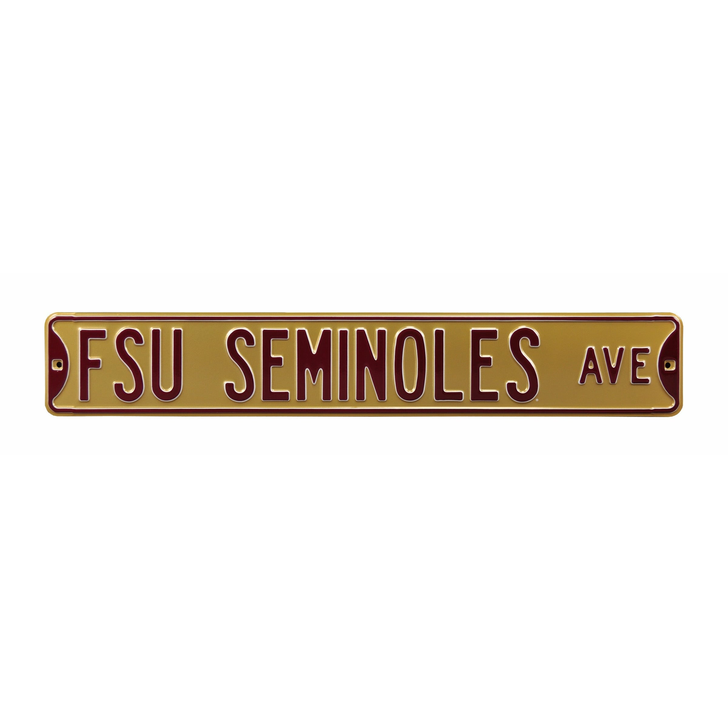 Florida State Seminoles - FSU SEMINOLES AVE - Gold Embossed Steel Street Sign
