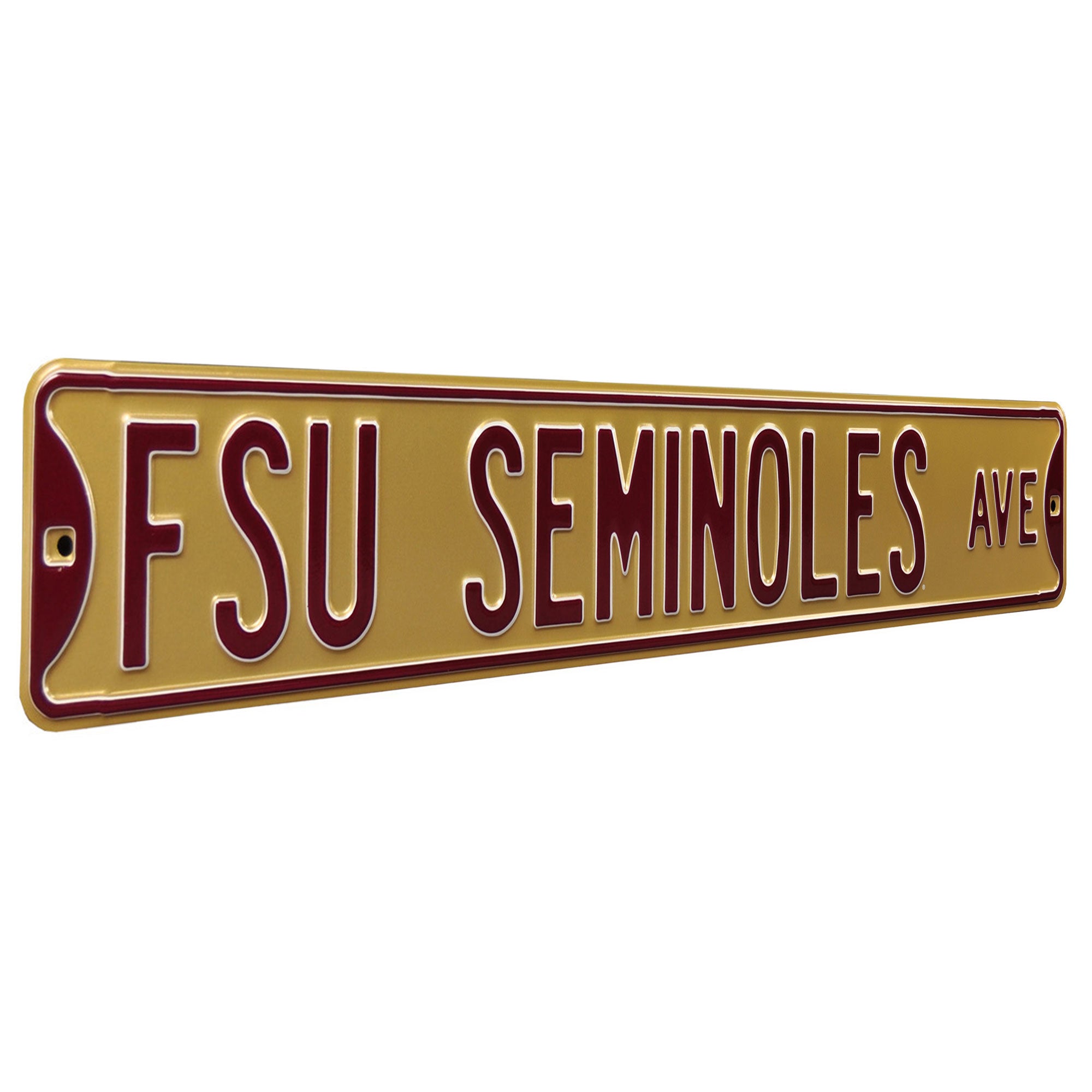 Florida State Seminoles - FSU SEMINOLES AVE - Gold Embossed Steel Street Sign