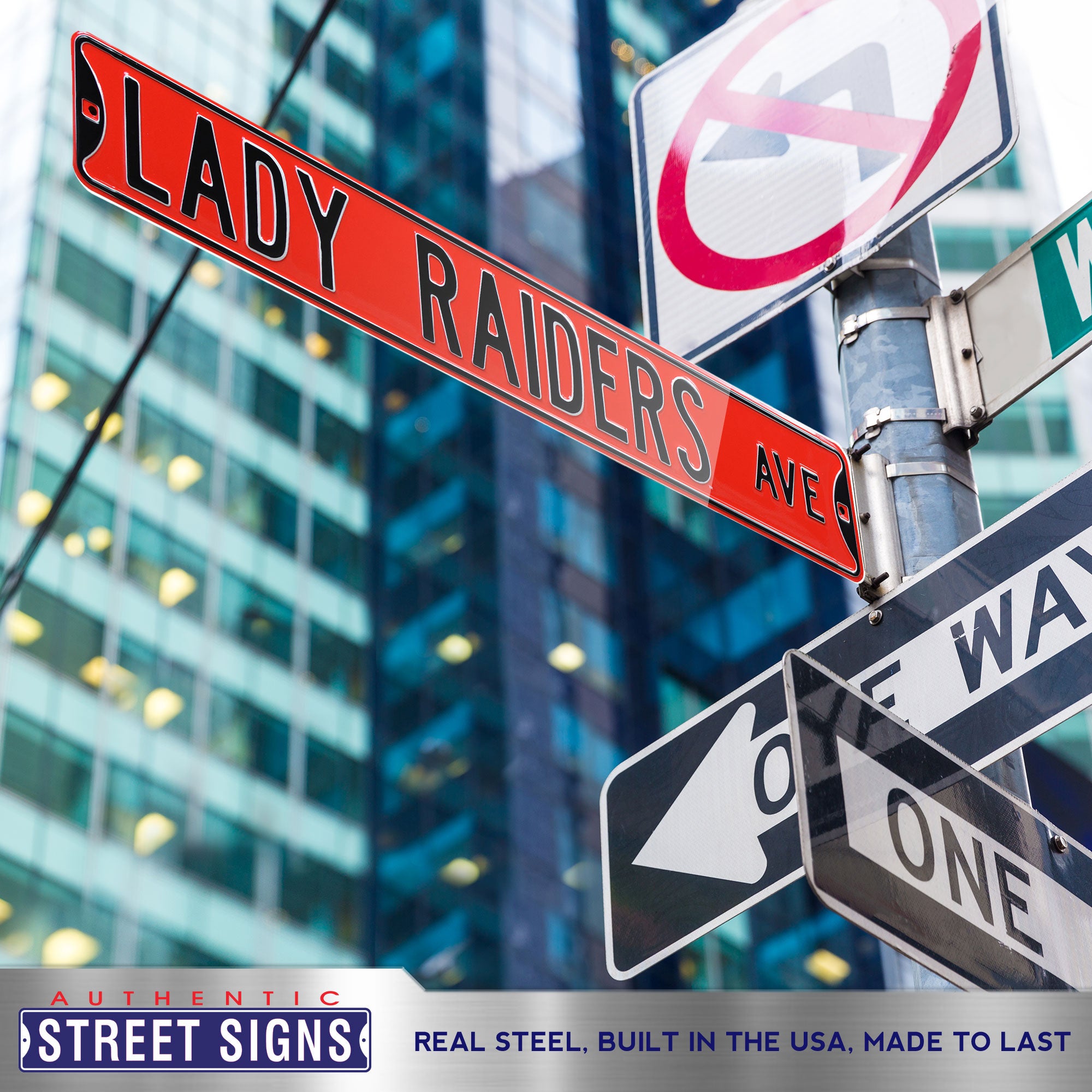 Texas Tech Red Raiders - LADY RAIDERS AVE - Embossed Steel Street Sign