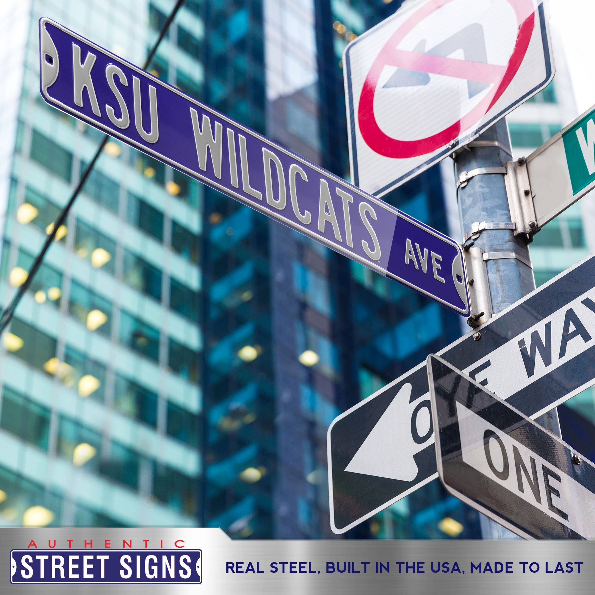 Kansas State Wildcats - KSU WILDCATS AVE - Purple Embossed Steel Street Sign