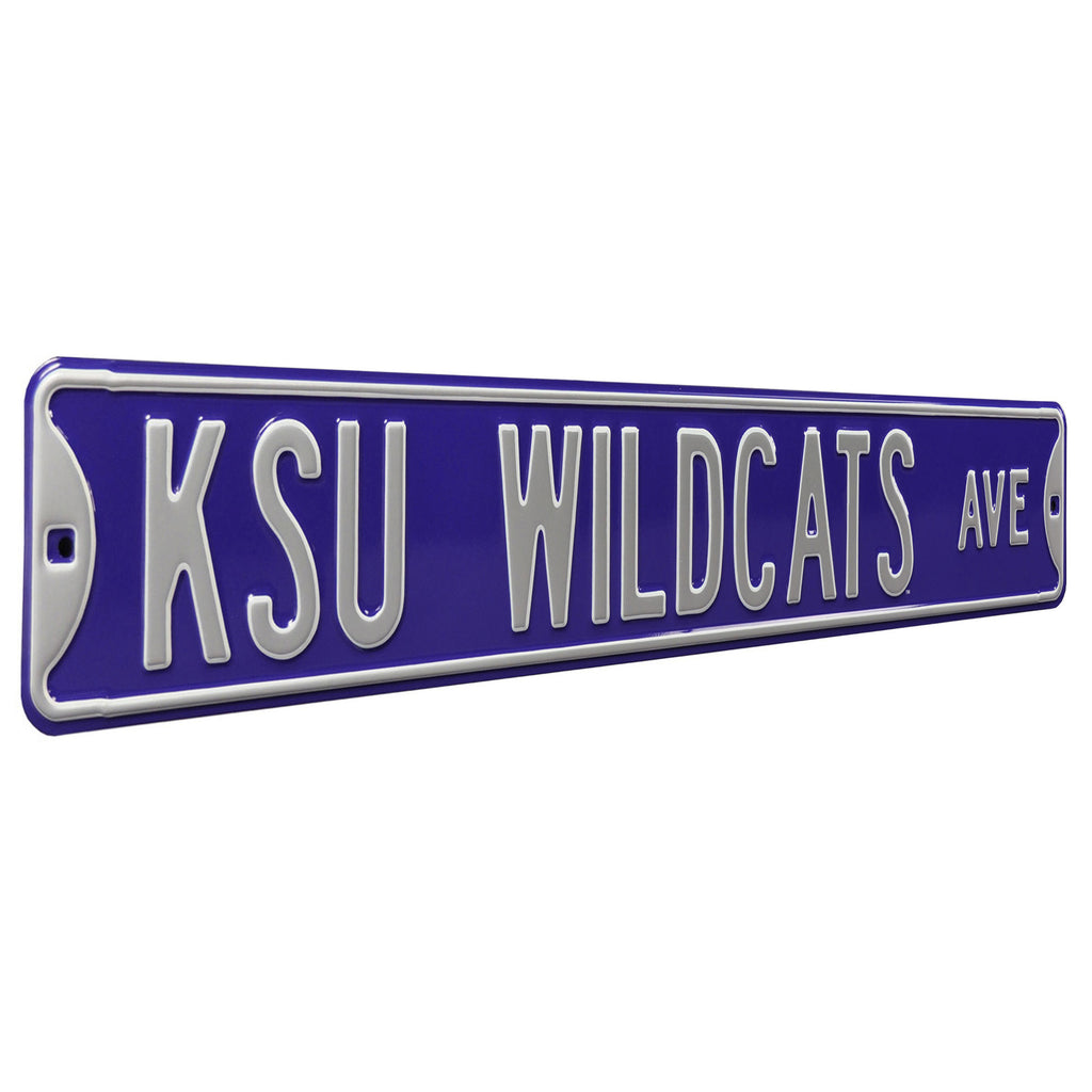 Kansas State Wildcats - KSU WILDCATS AVE - Purple Embossed Steel Street Sign