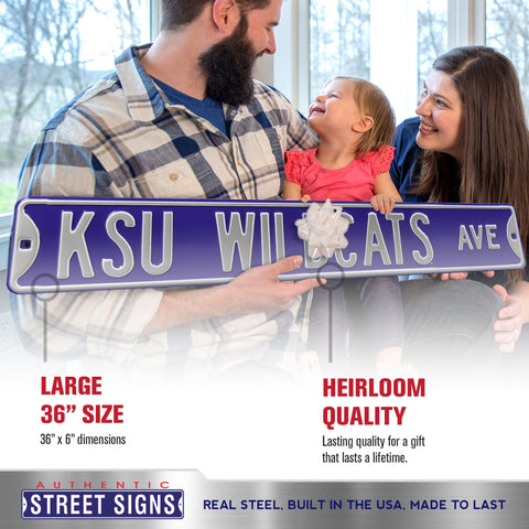 Kansas State Wildcats - KSU WILDCATS AVE - Purple Embossed Steel Street Sign