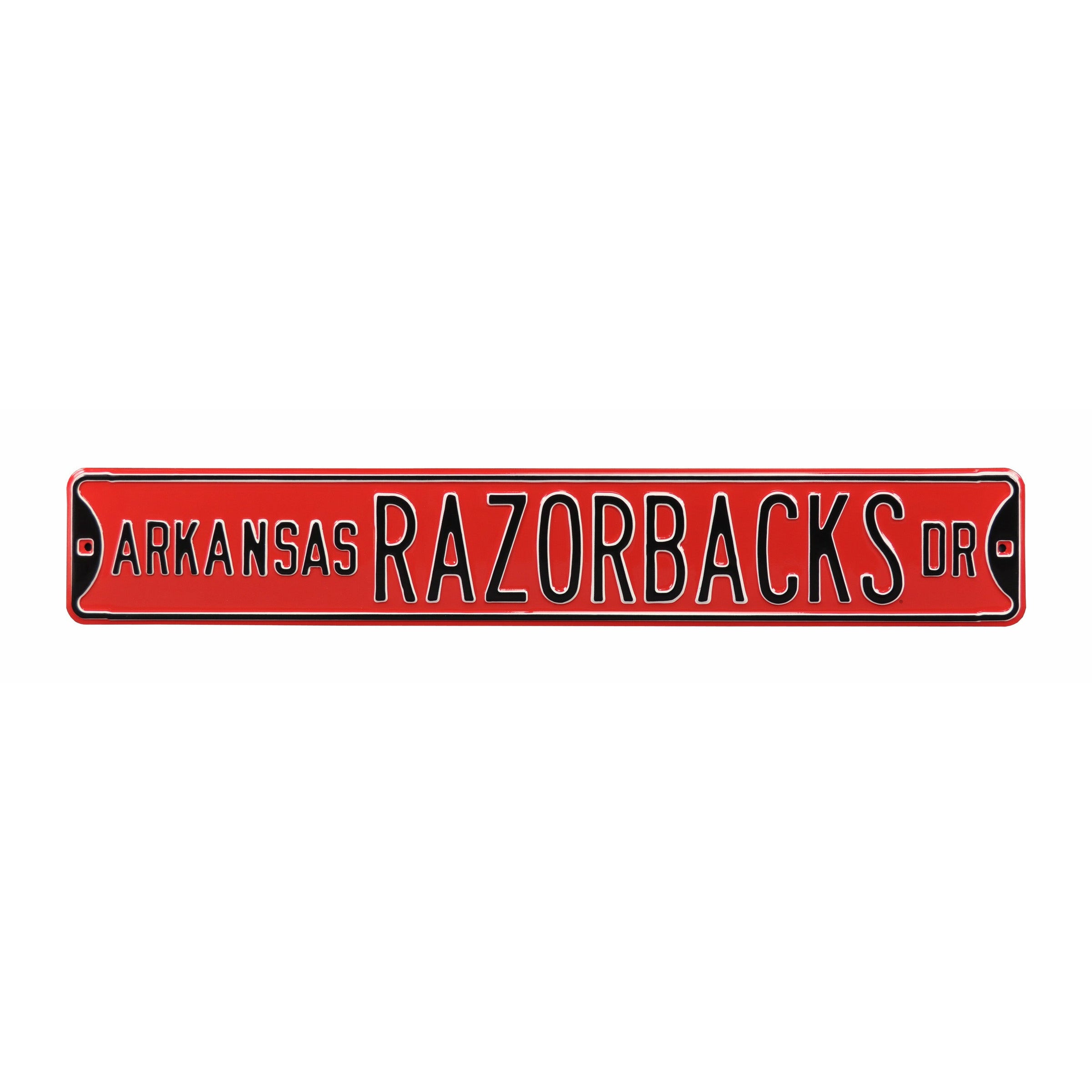 Arkansas Razorbacks - RAZORBACKS DR - Red Embossed Steel Street Sign