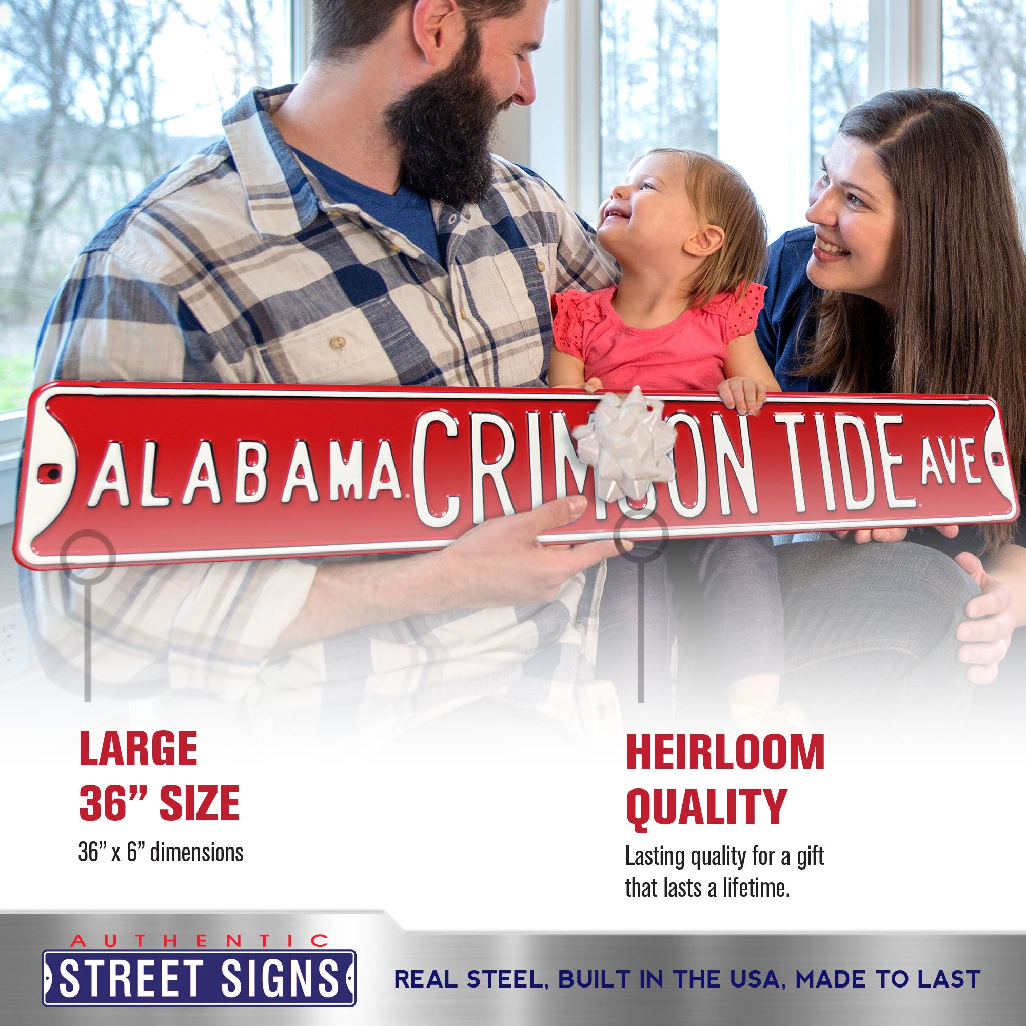 Alabama Crimson Tide - CRIMSON TIDE AVE - Embossed Steel Street Sign