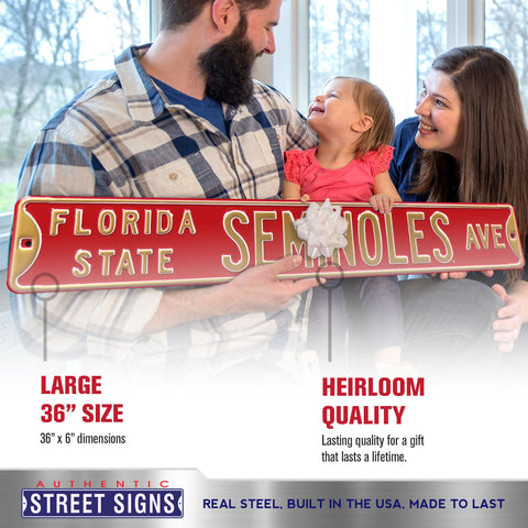 Florida State Seminoles - FSU SEMINOLES AVE - Maroon Embossed Steel Street Sign