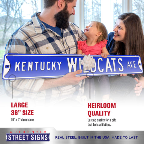 Kentucky Wildcats - KENTUCKY WILDCATS AVE - Embossed Steel Street Sign