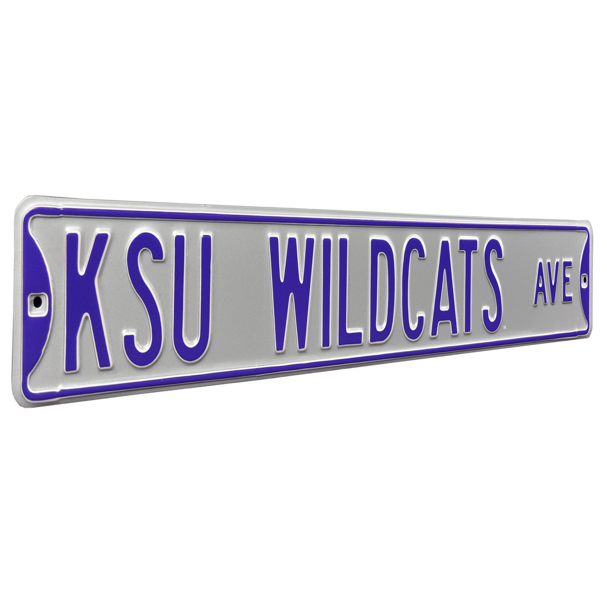 Kansas State Wildcats - KSU WILDCATS AVE - Silver Embossed Steel Street Sign