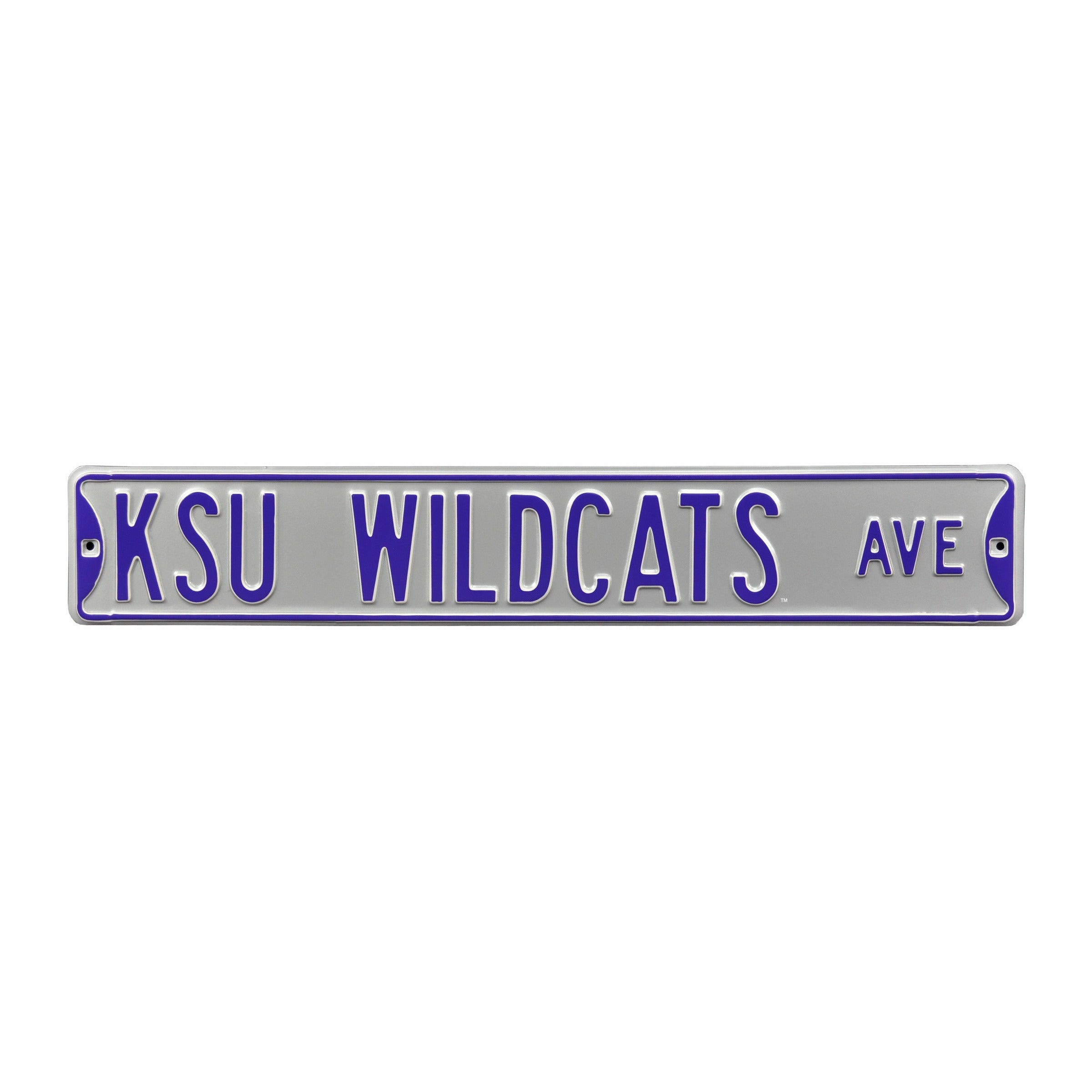 Kansas State Wildcats - KSU WILDCATS AVE - Silver Embossed Steel Street Sign