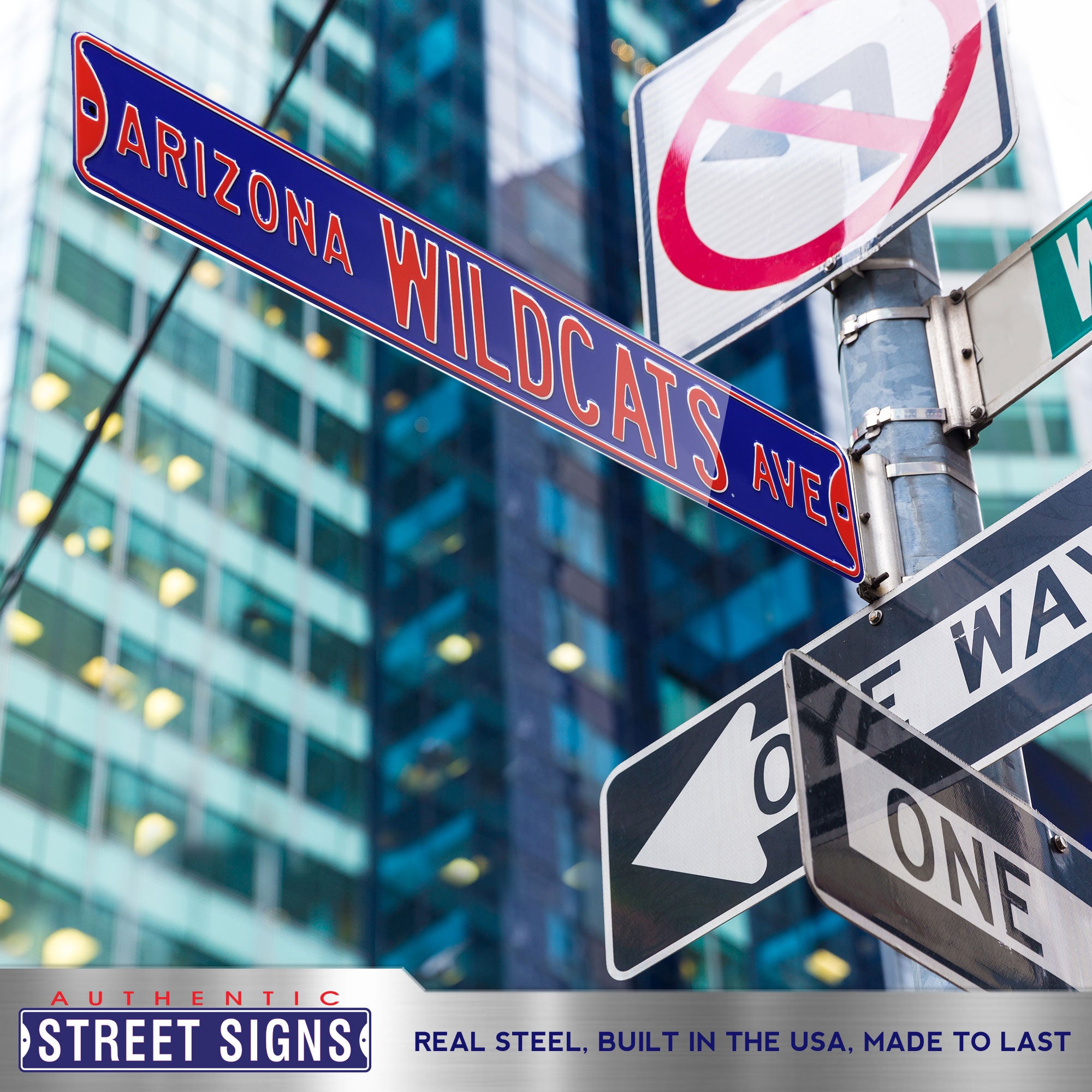 Arizona Wildcats - WILDCATS AVE - Embossed Steel Street Sign