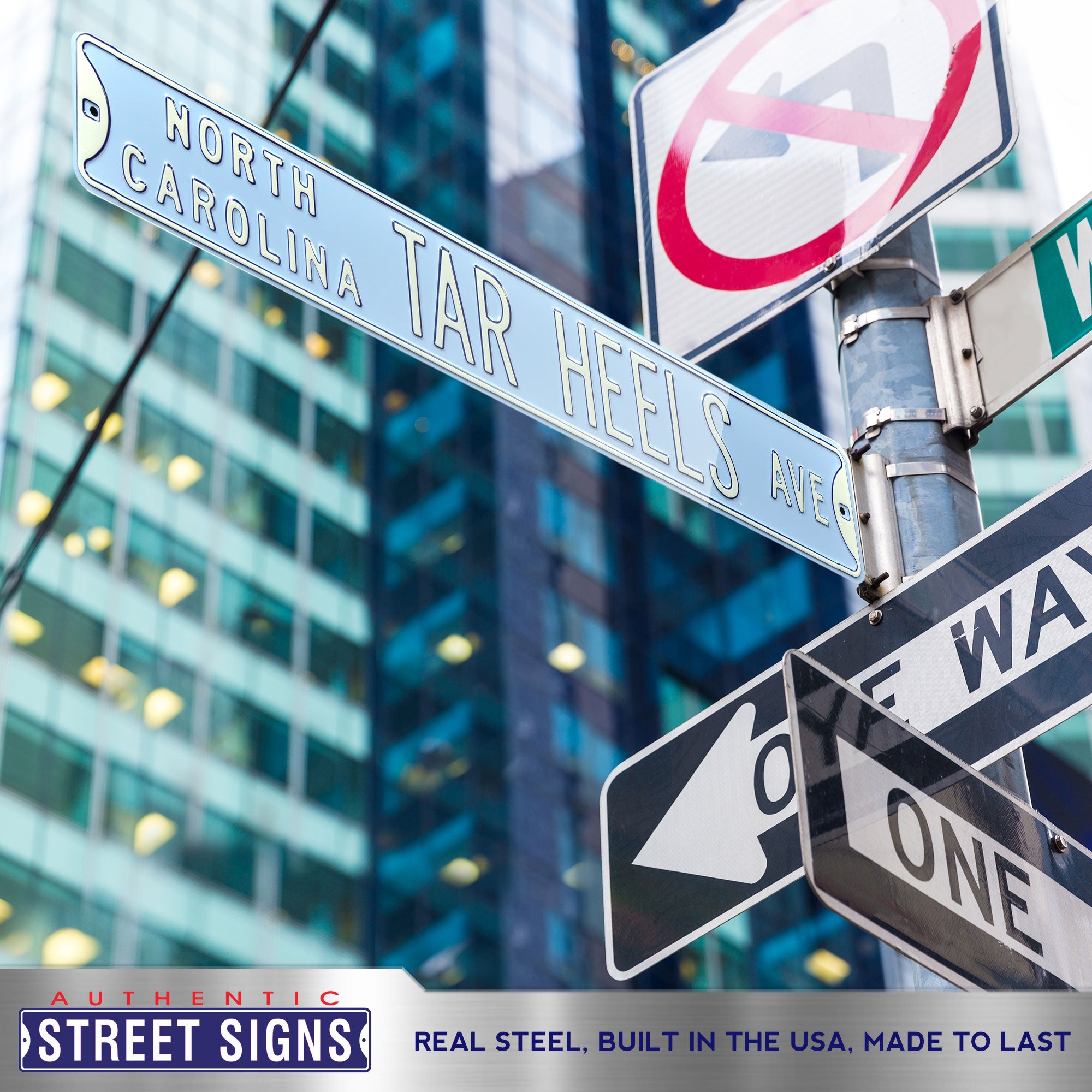 North Carolina Tar Heels - TAR HEELS AVE - Embossed Steel Street Sign